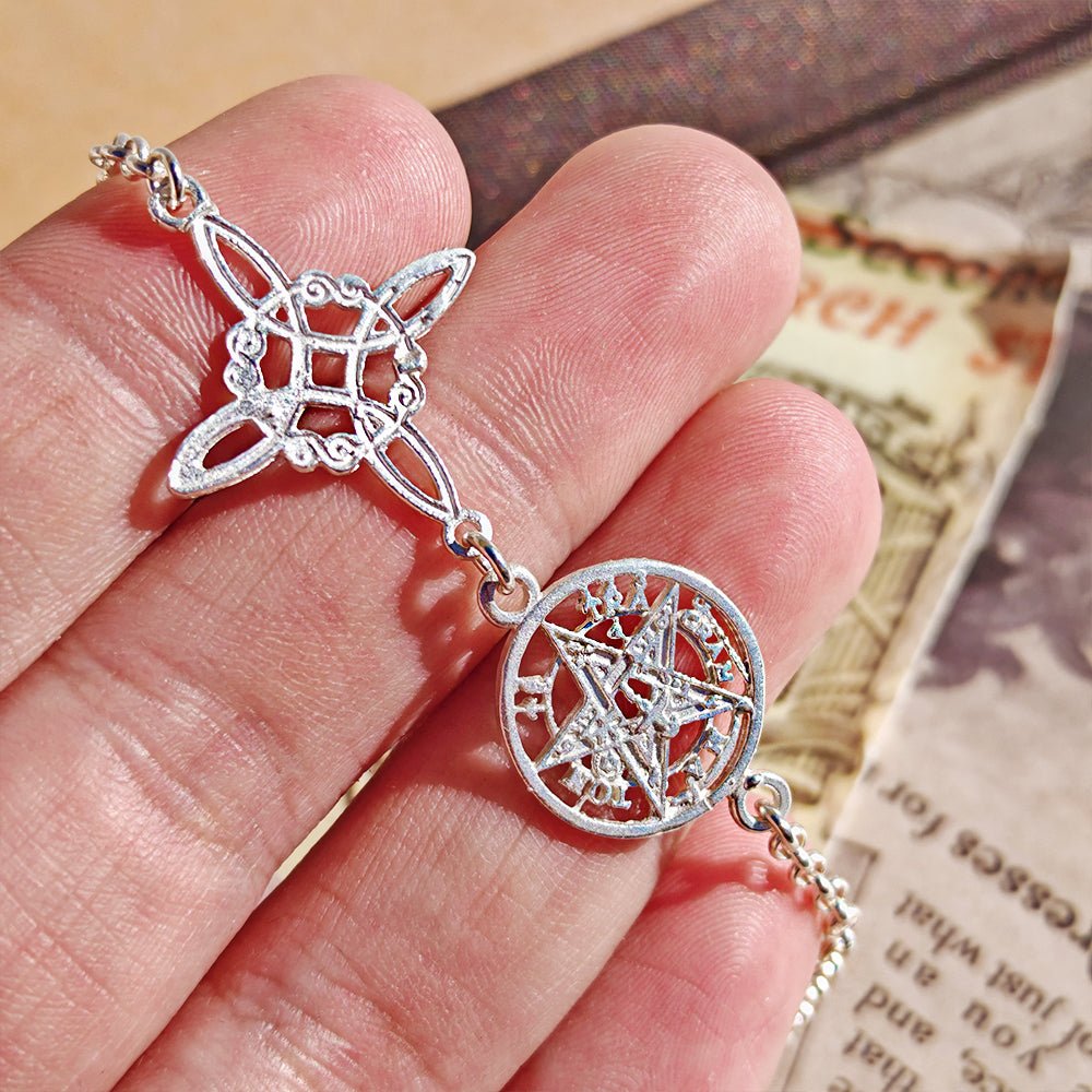 Pulsera Nudo de Bruja & Tetragramaton - Plata de Ley 925 - Mystical Tienda