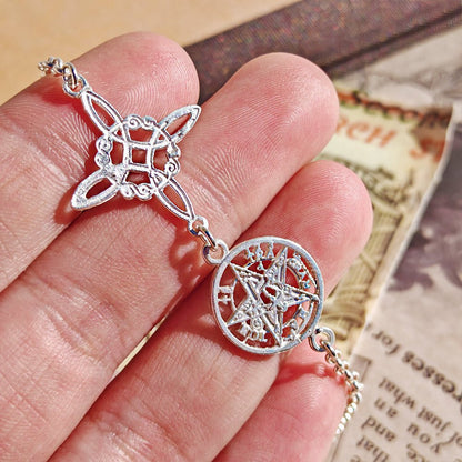 Pulsera Nudo de Bruja & Tetragramaton - Plata de Ley 925 - Mystical Tienda
