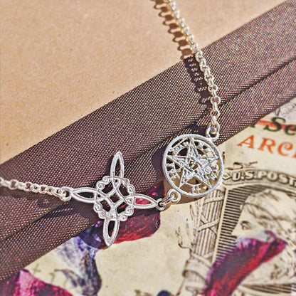 Pulsera Nudo de Bruja & Tetragramaton - Plata de Ley 925 - Mystical Tienda