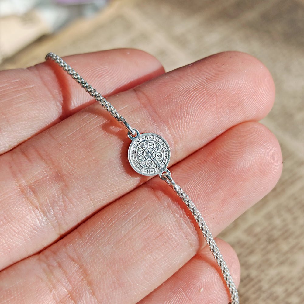 Pulsera Protectora S925: Medalla de San Benito - Mystical Tienda