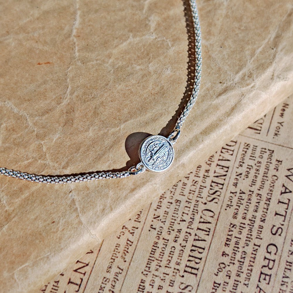 Pulsera Protectora S925: Medalla de San Benito - Mystical Tienda
