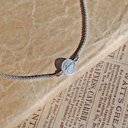 Pulsera Protectora S925: Medalla de San Benito - Mystical Tienda