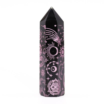 Punta de Obsidiana Negra 'Mistica' - Rosa - Mystical Tienda