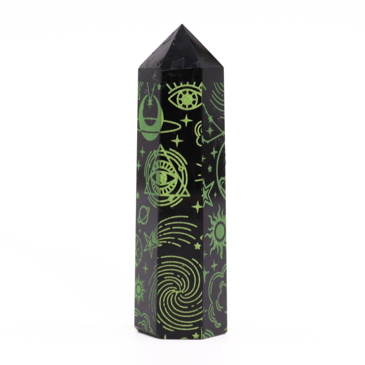 Punta de Obsidiana Negra 'Mistica' - Verde - Mystical Tienda