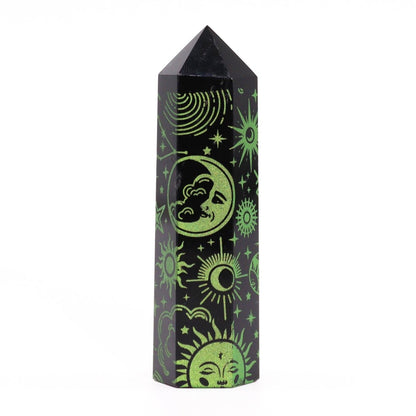 Punta de Obsidiana Negra 'Mistica' - Verde - Mystical Tienda