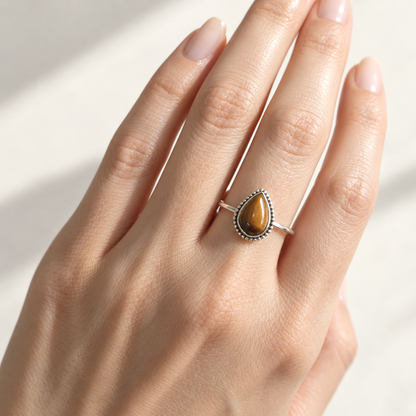 Anillo 'Nari' de Ojo de Tigre - Plata de Ley