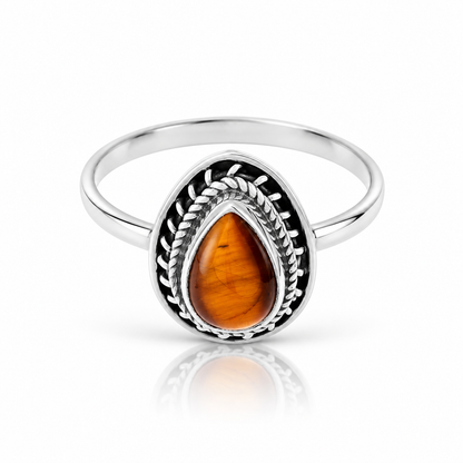 Anillo 'Binna' de Ojo de Tigre - Plata de Ley