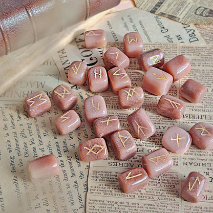 Runas Vikingas en Aventurina Naranja – Vitalidad, manifestación y fuerza creativa - Mystical Tienda