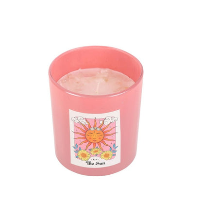 Vela "The Sun" con Chips de Cuarzo Rosa - Mystical Tienda