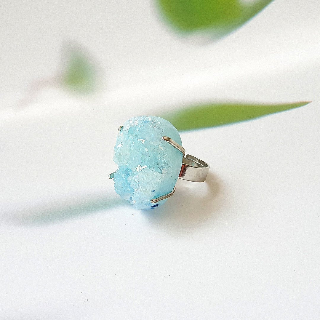 Anillo Drusa de Aqua Aura Azul - Mystical Tienda