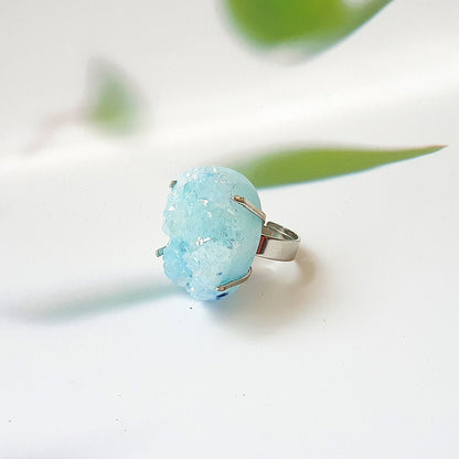 Anillo Drusa de Aqua Aura Azul - Mystical Tienda