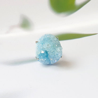 Anillo Drusa de Aqua Aura Azul - Mystical Tienda