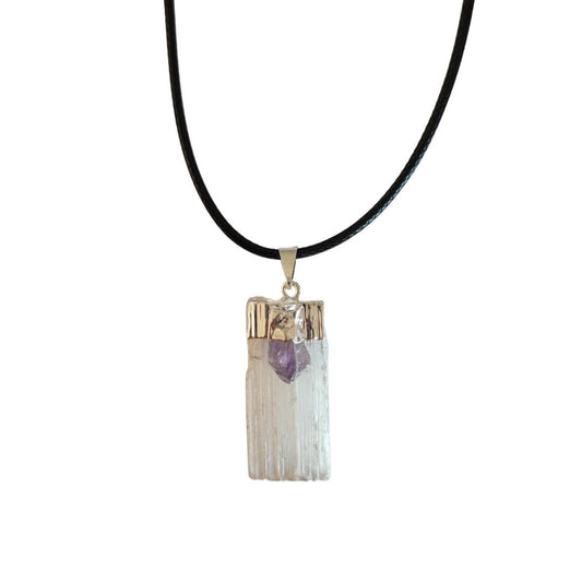Colgante Aura: Selenita y Amatista - Mystical Tienda