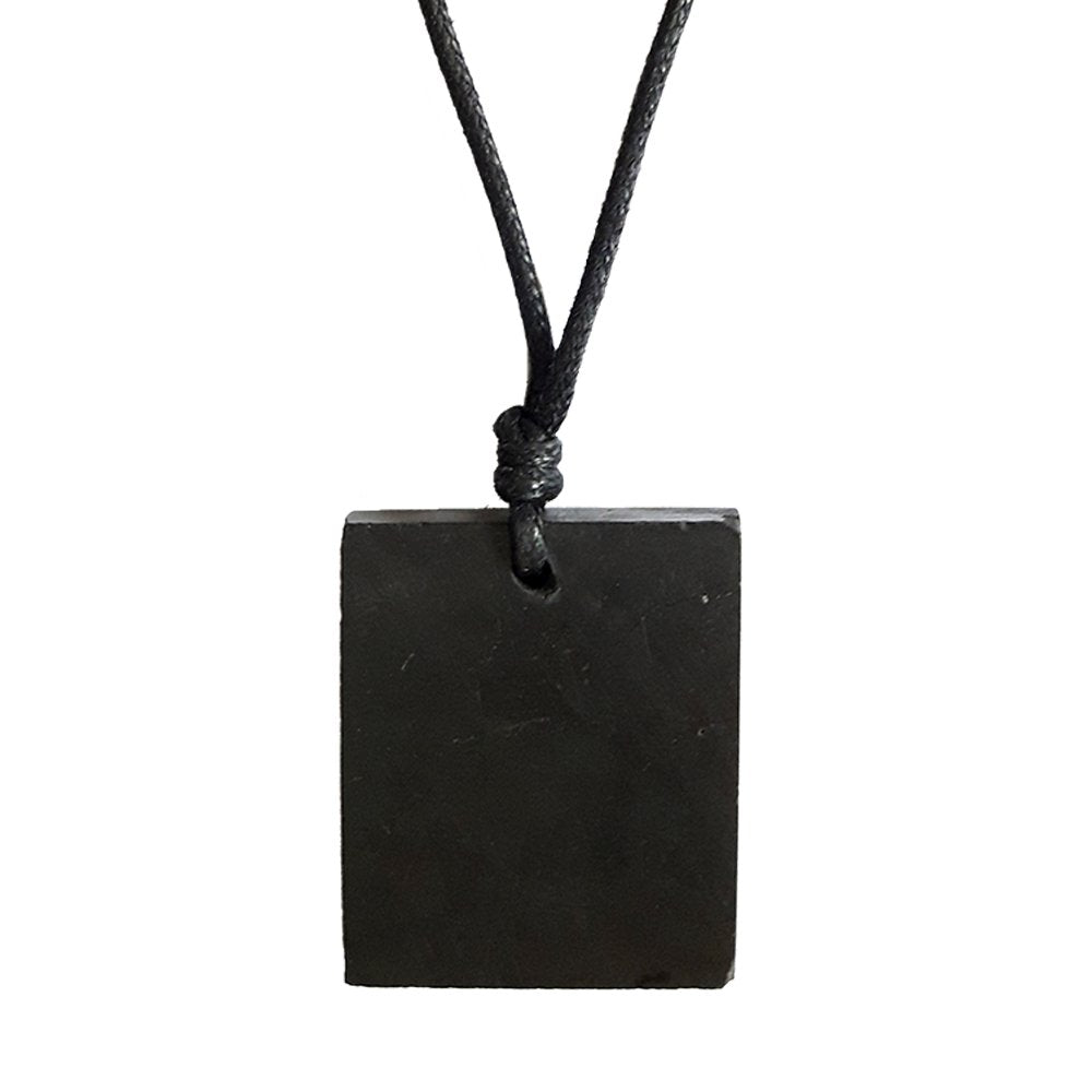 Colgante de Shungit o Shungita Rectángulo con Cordón - Mystical Tienda Esotérica y de Minerales