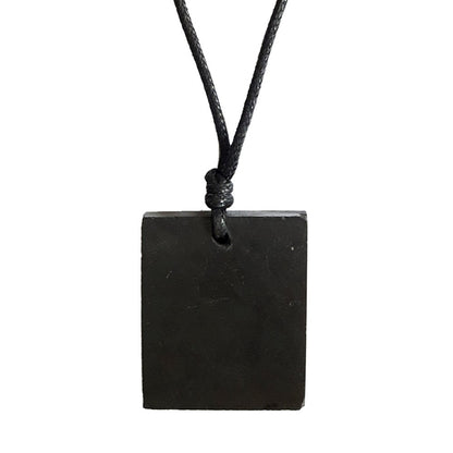 Colgante de Shungit o Shungita Rectángulo con Cordón - Mystical Tienda Esotérica y de Minerales