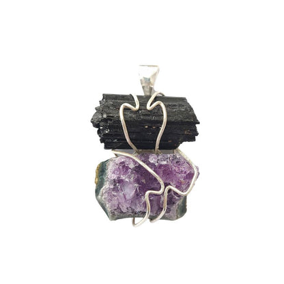 Colgante Doble Protector: Turmalina y Amatista - Mystical Tienda