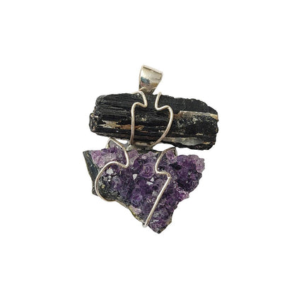 Colgante Doble Protector: Turmalina y Amatista - Mystical Tienda