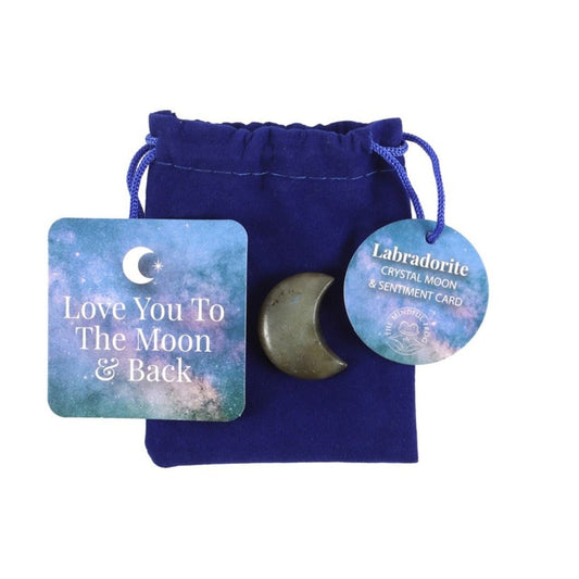 Luna de Labradorita 'Moon & Back' + Bolsita - Mystical Tienda