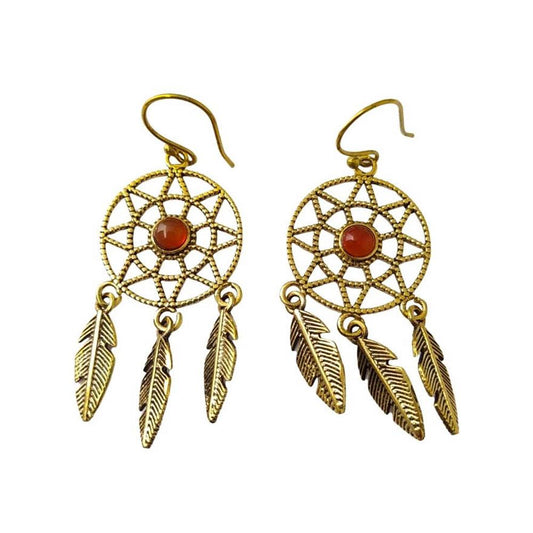 Pendientes Atrapasueños en Carneola y Bronce - Mystical Tienda