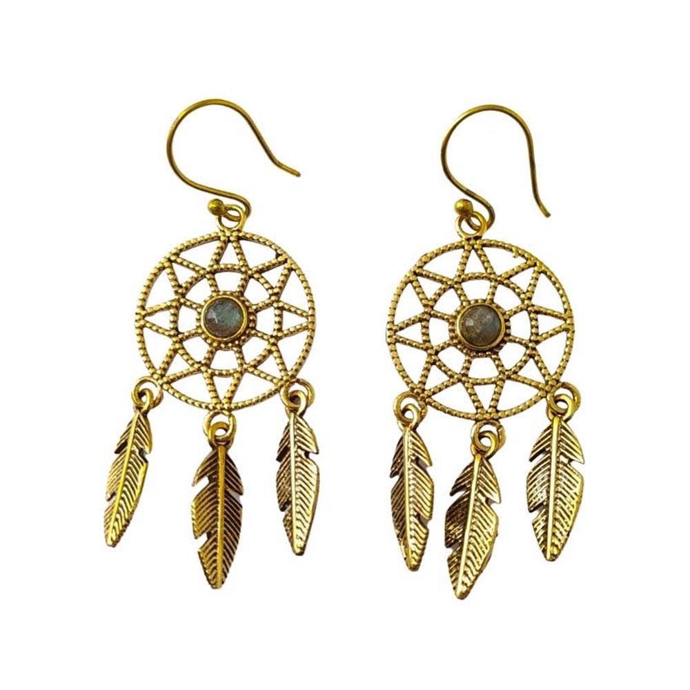 Pendientes Atrapasueños en Labradorita y Bronce - Mystical Tienda