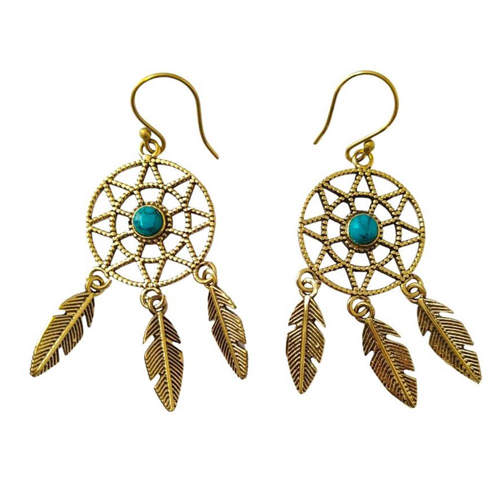 Pendientes Atrapasueños en Turquenita y Bronce - Mystical Tienda