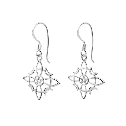 Pendientes Largos Nudo de Bruja 'Wicca' en Plata de Ley 925 - Mystical Tienda