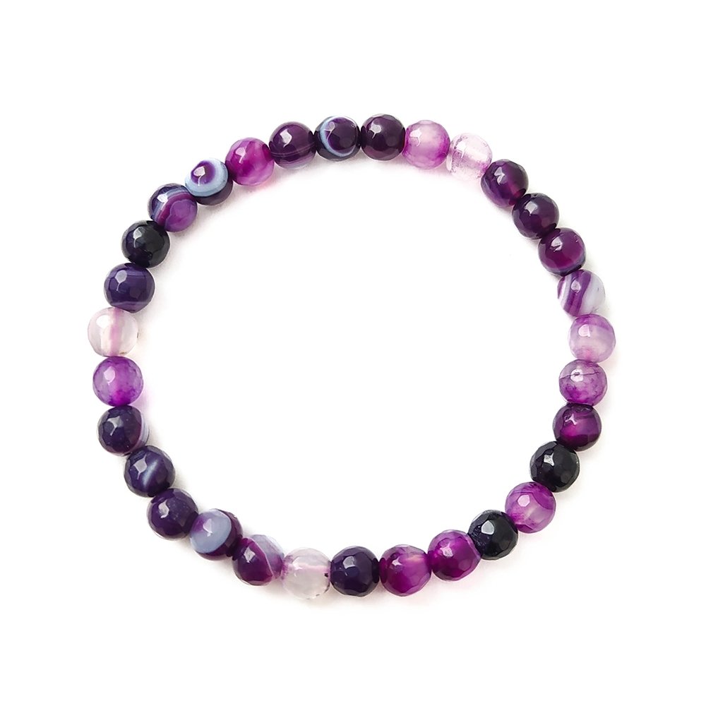 Pulsera de Ágata Lila - Bola Facetada - Mystical Tienda Esotérica y de Minerales