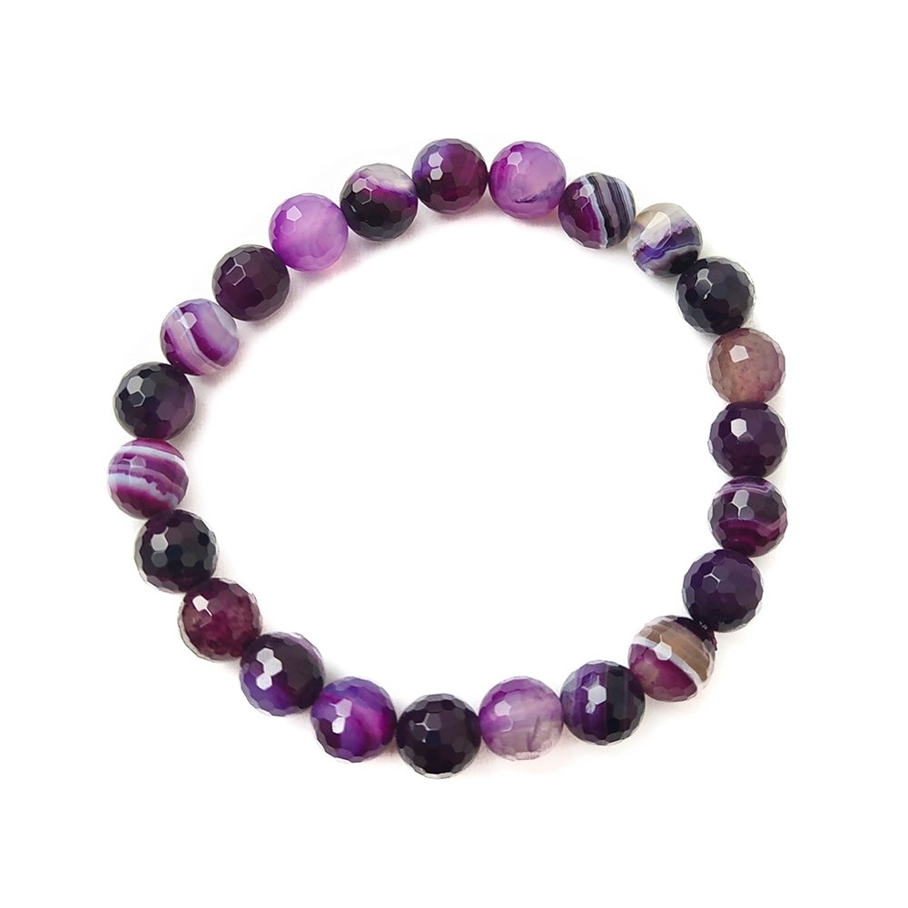 Pulsera de Ágata Lila - Bola Facetada - Mystical Tienda Esotérica y de Minerales
