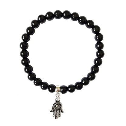 Pulsera de Ágata Negra y Mano de Fátima en Plata de Ley - Mystical Tienda