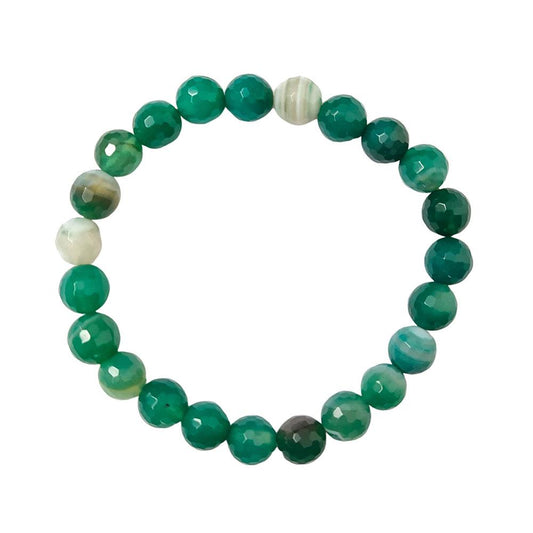 Pulsera de Ágata Verde - Bola Facetada - Mystical Tienda Esotérica y de Minerales