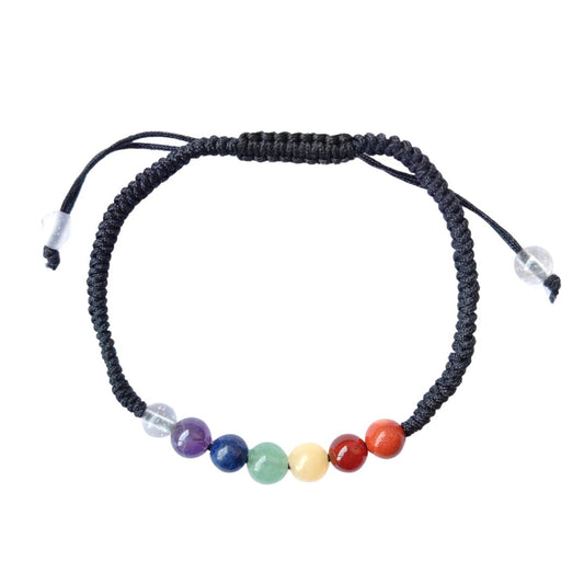 Pulsera de los 7 Chakras en Macramé - Negro - Mystical Tienda