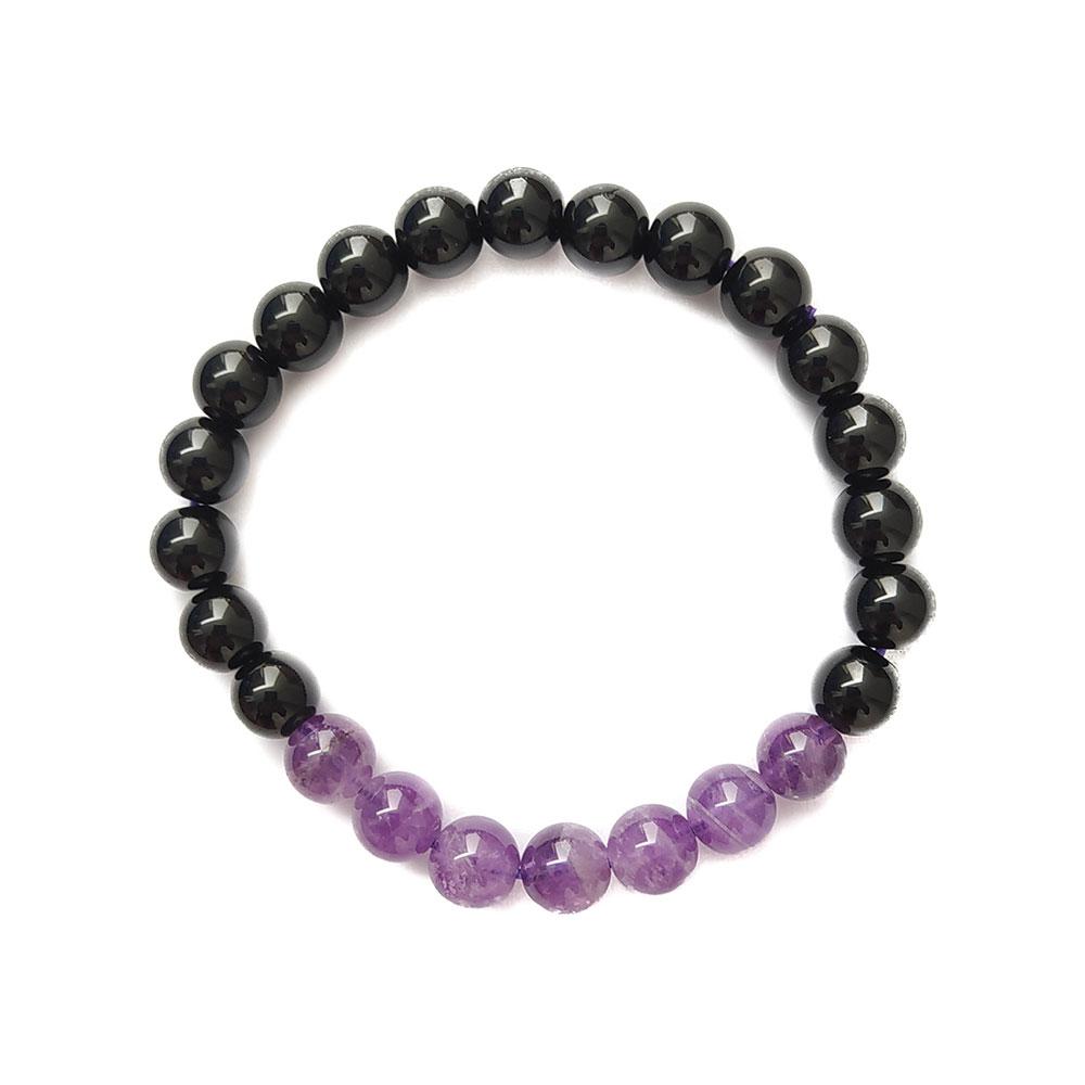Pulsera de Obsidiana y Amatista - Protección y Antiestrés - Mystical Tienda