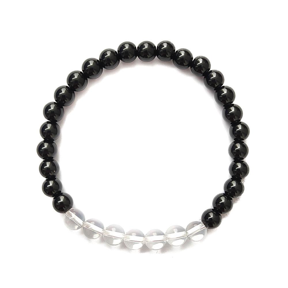 Pulsera de Obsidiana y Cuarzo Blanco - Protección y Energía - Mystical Tienda