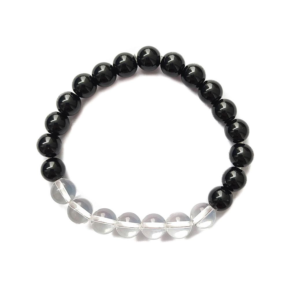 Pulsera de Obsidiana y Cuarzo Blanco - Protección y Energía - Mystical Tienda