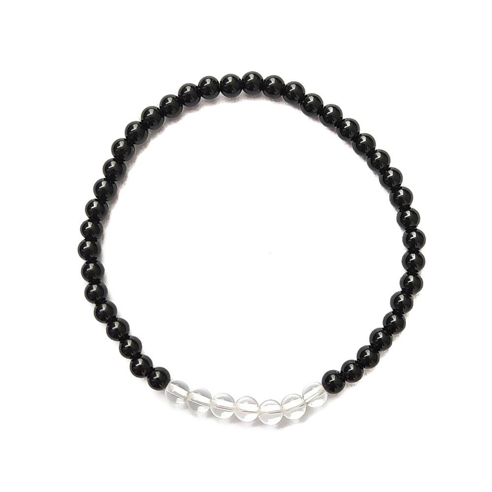 Pulsera de Obsidiana y Cuarzo Blanco - Protección y Energía - Mystical Tienda