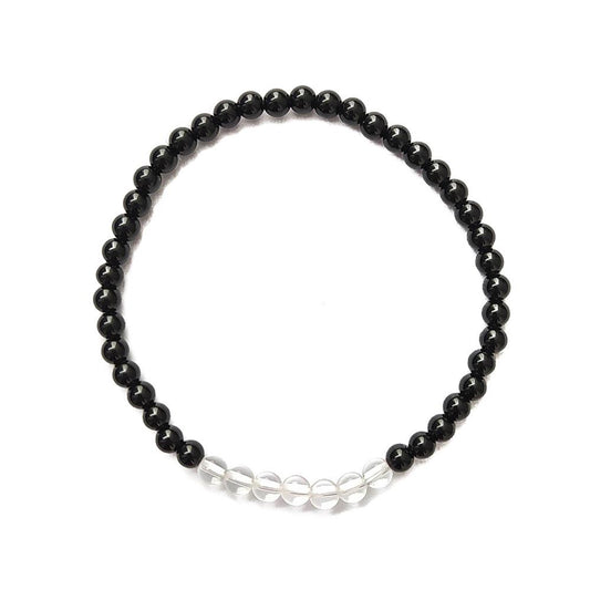 Pulsera de Obsidiana y Cuarzo Blanco - Protección y Energía - Mystical Tienda