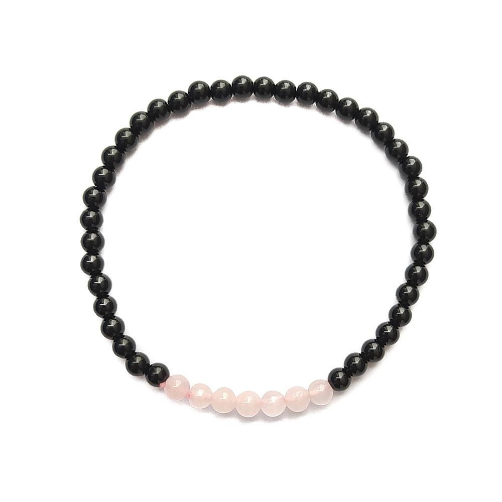 Pulsera de Obsidiana y Cuarzo Rosa - Protección y Amor - Mystical Tienda