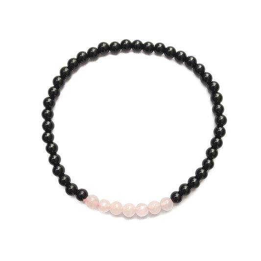 Pulsera de Obsidiana y Cuarzo Rosa - Protección y Amor - Mystical Tienda