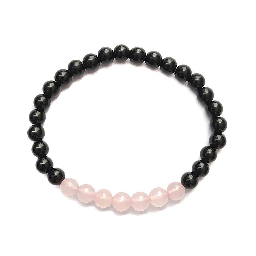 Pulsera de Obsidiana y Cuarzo Rosa - Protección y Amor - Mystical Tienda