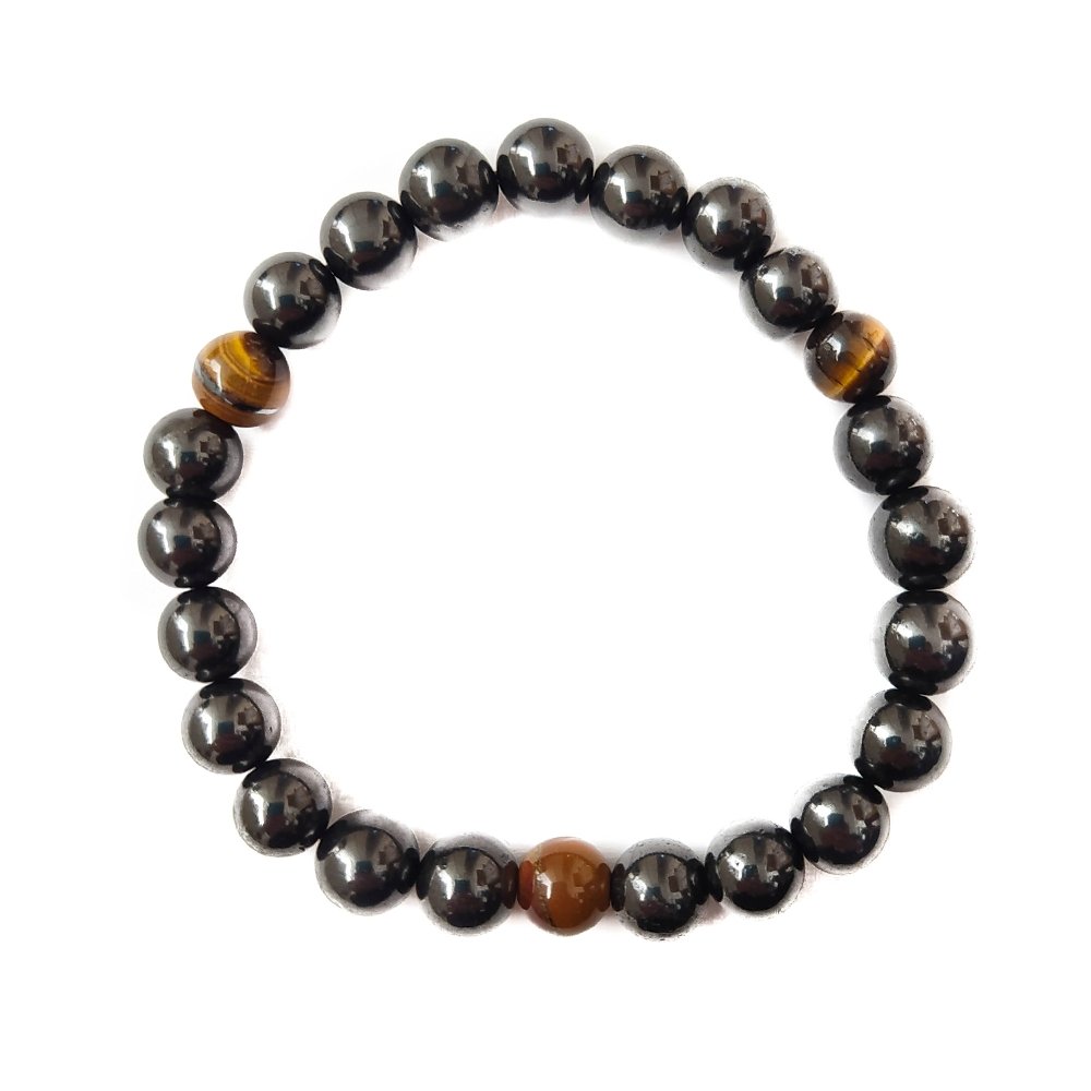 Pulsera Protección, Riqueza y Salud - Shungit y Ojo de Tigre - Mystical Tienda Esotérica y de Minerales