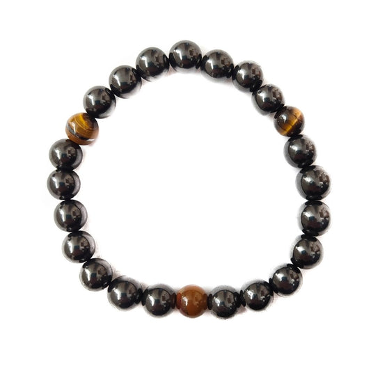 Pulsera Protección, Riqueza y Salud - Shungit y Ojo de Tigre - Mystical Tienda Esotérica y de Minerales