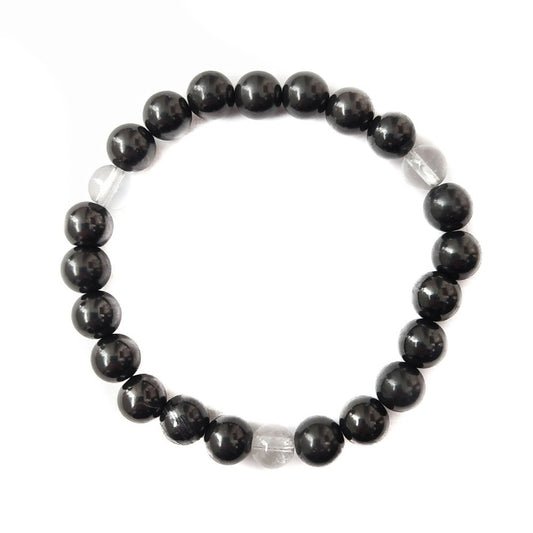 Pulsera Protección, Salud y Energía - Shungit y Cuarzo Blanco - Mystical Tienda Esotérica y de Minerales