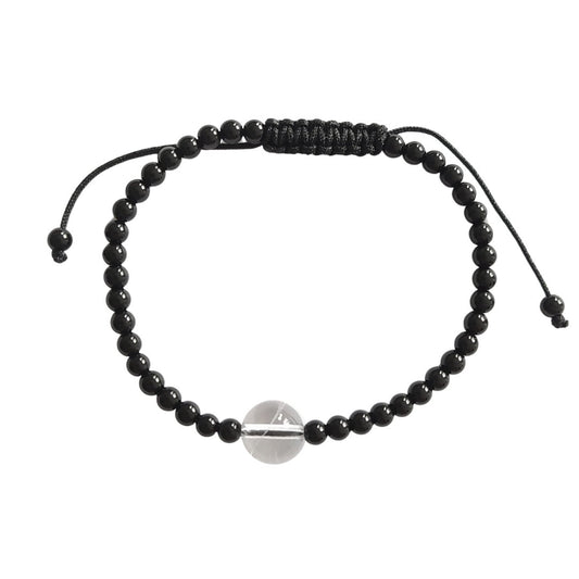 Pulsera Tibetana de Obsidiana y Cuarzo Blanco - Mystical Tienda