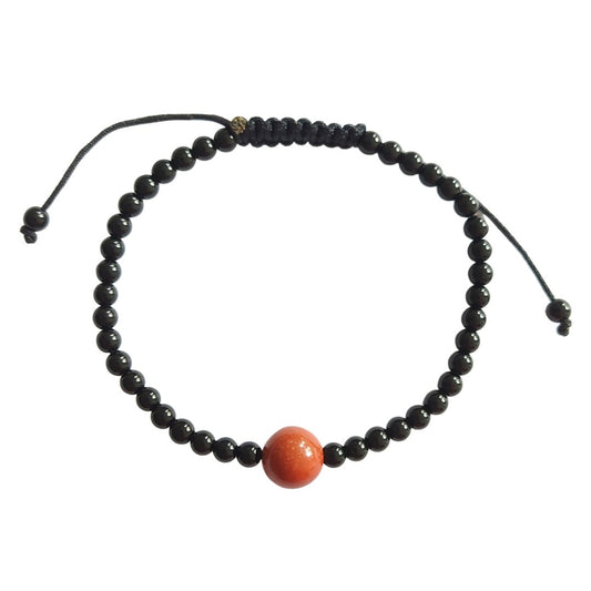 Pulsera Tibetana de Obsidiana y Jaspe Rojo - Mystical Tienda
