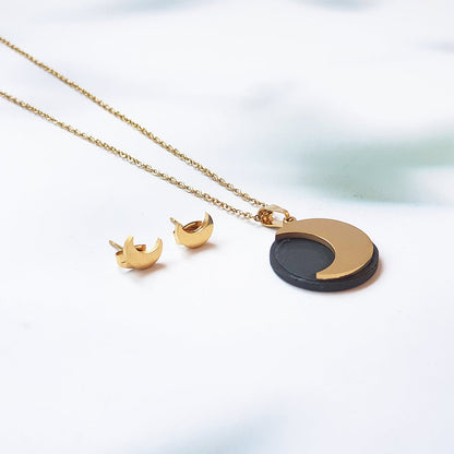 Set Collar/Pendientes Media Luna de Shungit - Mystical Tienda