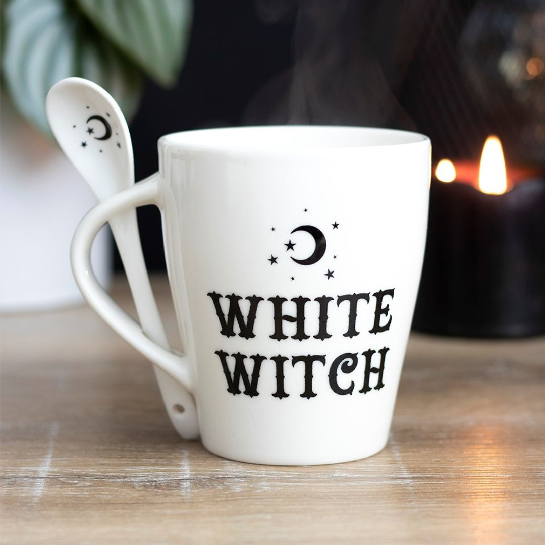 Taza con cuchara - White witch - Mystical Tienda